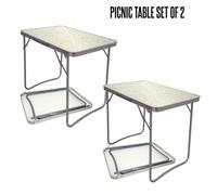 Crystals 2X Portable Mdf Wooden Top Folding Dining Table Garden Outdoor Picnic Camping White