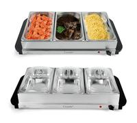 Crystals 3 Section Electric Food Warmer Buffet Server - Hostess Style Buffet Warmer with 3 Tray Compartments - Compact Electric Buffet Warmer - Ideal Food Warmer for Parties & Events