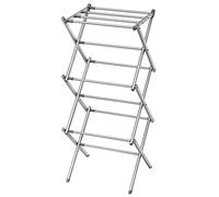 Crystals 3 Tier Heavy Duty Folding Space Saving Telescopic Airer, Indoor Outdoor Clothes Dryer Rack White/Grey