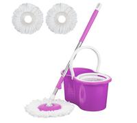 Crystals 360 Rotating Spin Mop And Bucket Set Magic Floor Cleaner With 2 Microfibre Mop Heads Purple