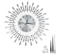 Crystals 38/60cm Diamante Beaded Wall Clock, Elegant Quartz Jeweled Clock for Home Decor, Modern Decorative Clock for Living Room, Bedroom & Office, Stylish Large_Silver (60cm)