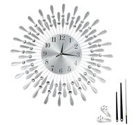 Crystals 38/60cm Diamante Beaded Wall Clock, Elegant Quartz Jeweled Clock for Home Decor, Modern Decorative Clock for Living Room, Bedroom & Office, Stylish Large_Silver (38cm)