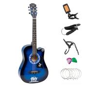 Crystals 38” Classical Acoustic Guitar, Full pack Size 4/4 with Accessories 6 Strings Guitar Stand, Portable Guitar Plectrums, Guitar Tuner, Strap (Blue Guitar Only)