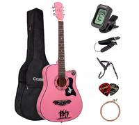 Crystals 38 Inch 4/4 Full Size Classical Acoustic Guitar Pack, 6 String Wooden Guitar with Carry Bag, Clip-On Tuner, Capo, Strap, Spare Strings & Picks, Basswood Beginner Guitar for Adults & Teens