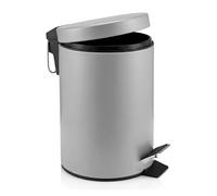 Crystals 3L Stainless Steel Pedal Bin - Small Rubbish Waste Bin with Hands-Free Close Lid - Compact Bathroom Bin, Toilet Bin & Kitchen Waste Bin - Durable, Easy Clean, Ideal for Home or Office (Grey)