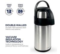 Crystals 3L Tea Coffee Air Pot Flask Pump Action Vacuum Insulated Carry Handle Diy