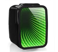 Crystals 4/10/15L Litre Mini Fridge, Table Top Small Fridge Cooler & Warmer for Car Bedrooms Desk Office, 12V DC - 220 AC, Mini Fridge for Bedrooms (RGB Infinity - BLACK, 4L Lights)