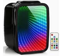 Crystals 4/10/15L Litre Mini Fridge, Table Top Small Fridge Cooler & Warmer for Car Bedrooms Desk Office, 12V DC - 220 AC, Mini Fridge for Bedrooms (Black - Remote, 4L Litre)