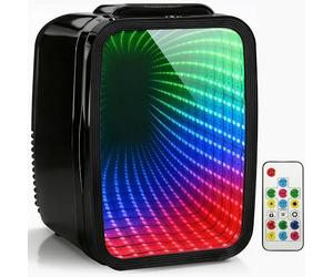 Crystals 4/10/15L Litre Mini Fridge, Table Top Small Fridge Cooler & Warmer for Car Bedrooms Desk Office, 12V DC - 220 AC, Mini Fridge for Bedrooms (Black, 4L Litre)