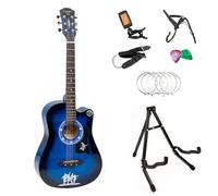 Crystals 4/4 38” Acoustic Guitar Bundle | Guitar, Adjustable Foot Rest, A-Frame Stand, Complete Set with Guitar, Stand & Foot Rest | Beginners Pack (Acoustic Guitar with Guitar Stand)