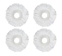 Crystals 4PCS Spin Mop Replacement Heads - Universal 360° Rotating Mop Refills for Standard Spin Mops, Durable & Absorbent Mop Heads for Home, Kitchen, Bathroom & Commercial Cleaning (White)