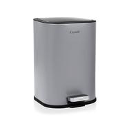 Crystals 5L Stainless Steel Pedal Bin - Soft Close Bathroom Bin with Removable Inner Bucket | Fingerprint-Resistant Small Kitchen Rubbish Bin for Toilet | Bedroom & Office (Grey Pedal Bin)