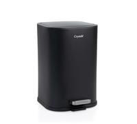 Crystals 5L Stainless Steel Pedal Bin - Soft Close Rubbish Bin with Removable Inner Bucket, Durable Fingerprint-Resistant Waste Bin for Kitchen, Bathroom, Bedroom & Office (Black)