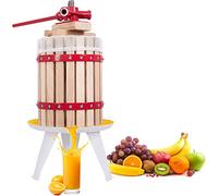 Crystals 6 Liter Manual Fruit Press Wine & Cider Maker - Hardwood Apple Crusher & Juicer Kit with Steel Frame, Traditional Twist Press for Homemade Juice, Cider & Wine Production