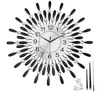 Crystals 60cm & 38cm Large Metal Wall Clock - Luxury Sunburst Design, Handcrafted Diamante Beaded Clock for Living Room, Modern Decorative Clock for Home & Office (60cm Golden Wall Clock)