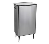 Crystals 60L Dual Compartment Waste Bin Silver Kitchen Rubbish Waste Separator With Press Top Lid