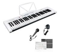 Crystals 61 Keys Electronic Keyboard Piano - Portable Digital Piano with Built-in Speaker, Microphone, MP3 Workstation - Kids & Adults Electric Keyboard Piano (White)