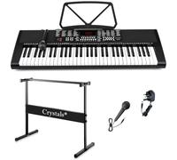 Crystals 61 Keys Electronic Keyboard Piano Set - Digital Music Piano with Microphone, Adjustable Stand, LED Display & Multiple Sound Effects - Ideal Starter Instrument for Kids, Beginners & Adults