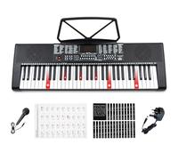 Crystals® 61 Keys Electronic Keyboard Piano with Key Lighting | Digital Music Piano Keyboard for Beginners & Kids | Portable Electric Piano with Mic, LCD Screen, Speakers, Headphone & UK Plug - Black