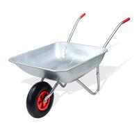 Crystals 65L Galvanised Steel Wheelbarrow With Pneumatic Tyre 100Kg Load Capacity Wheel Barrow