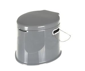 Crystals 6L Large Lightweight Grey Portable Compact Travel Camping Toilet with Washable Basket and Toilet Roll Holder, Grey