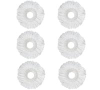 Crystals 6PCS Spin Mop Replacement Heads - Universal 360° Rotating Mop Refills for Standard Spin Mops, Durable & Absorbent Mop Heads for Home, Kitchen, Bathroom & Commercial Cleaning (White)