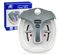 Crystals 80 Watts Foot Spa + Massager Bath with Electric Controller, Bubbles, Soothing Vibration Massage Rollers, Infrared Lights for Tired Feet Therapeutic, Grey/White