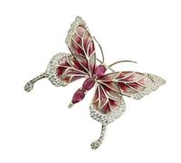 Crystals Adorned Butterfly Brooch Enameled Finish Multipurpose Fashion Accessory for Special Occasions Elegant Alloy Brooch
