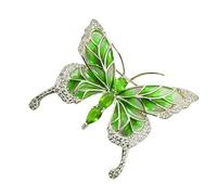 Crystals Adorned Butterfly Brooch Enameled Finish Multipurpose Fashion Accessory for Special Occasions Elegant Alloy Brooch