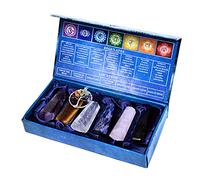 Crystals And Gemstones Healing Rose, Clear Quartz, Amethyst, Black, Lapis & Tiger Crystal Meditation Spiritual Gifts For Chakra Money Luck Wands 2.25”-2.50" 6 Faceted Pencil 6 Pc Set