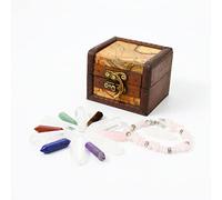 Crystals and Healing Stones Set in Wooden Display Box, 7 Chakra Stones