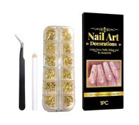 Crystals and Rhinestones for Nails | Gold Glitter Decorations and Tweezer Pen | for Nail Decoration | for Women Girls French Tip Acrylic Nail Party Birthday Wedding