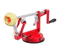 Crystals Apple Peeler Corer Slicer 3-in-1 - Heavy Duty Stainless Steel Manual Fruit & Potato Peeling Machine with Suction Base - Red