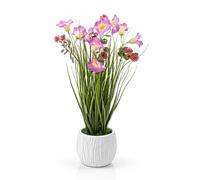 Crystals Artificial Lavender Plant in Pot 50cm - Realistic Faux Silk Flowers Indoor Outdoor Decoration for Home Office Garden Table Décor (Purple, Morning Glory)