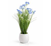 Crystals Artificial Lavender Plant in Pot 50cm - Realistic Faux Silk Flowers Indoor Outdoor Decoration for Home Office Garden Table Décor (Blue, Morning Glory)