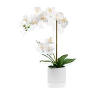 Crystals Artificial Orchid Flower Display In Pot 55Cm White Realistic Home Party Decor