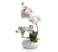 Crystals Artificial Orchid Flower in Pot - Realistic Faux Orchid Plant Decoration for Home, Office, or Event - Elegant White Floral Display - No Maintenance Required (Design 3)