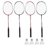 Crystals Badminton Racket Set with Shuttlecocks & Carry Bag - 2-4 Player Racquet Game for Kids & Adults - Durable Outdoor Badminton Kit for Garden, Beach, Park, Fun Sports (Four Players Badminton Set)