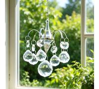 Crystals Ball Prisms Sun Catchers Hanging Ornament Hanger Rainbow Maker with Hook (White)