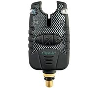 Crystals Carp Fishing Bite Alarm with Volume and Tone Control - Waterproof Night Light & Drop Back Function, Black