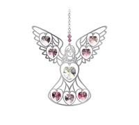 Crystals & Dreams Pure Radiance - Large Chrome Motif with Coloured Crystal Hearts - Hanging Sun-Catcher Rainbow Maker Mobile - Handmade with Crystal Pendant (Angel Baby Pink)