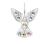 Crystals & Dreams Pure Radiance - Large Chrome Motif with Coloured Crystal Hearts - Hanging Sun-Catcher Rainbow Maker Mobile - Handmade with Crystal Pendant (Angel Confetti)