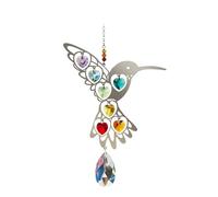 Crystals & Dreams Pure Radiance - Large Chrome Motif with Coloured Crystal Hearts - Hanging Sun-Catcher Rainbow Maker Mobile - Handmade with Crystal Pendant (Hummingbird Rainbow)