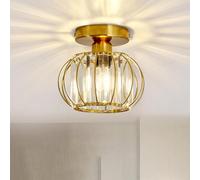 Crystals E27 Ceiling Light Fixture, Semi Flush Mount, Gold, for Hallway, Entrance, Kitchen, Bedroom, Dining Room, Living Room, Bar（Bulb not Included