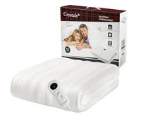 Crystals Electric Blanket 150 x 80 cm, Heated Under Blanket with 3 Heat Settings, Low Running Cost, Energy Efficient, Easy Fit Straps - Machine Washable with Overheat Protection, White