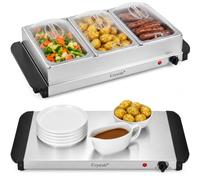 Crystals Electric Buffet Warmer Food Server with 1.5L & 2.5L Trays | Adjustable Temperature Control | 3 Section Food Warmer Hot Plate for Buffet, Party & Kitchen Use (3 x 1.5L Buffet Server)