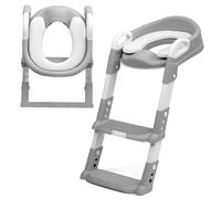 Crystals Foldable Toddler Potty Training Seat with Step - Child Toilet Seat with Ladder for Boys & Girls, Non-Slip Kids Potty Trainer, Comfortable & Easy to Use (Grey)