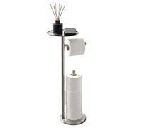 Crystals Freestanding Toilet Roll Holder Silver Stand With Storage Shelf