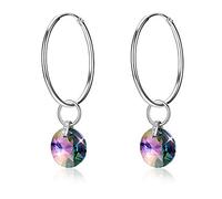 Crystals From Elements S925 Sterling Silver Circle Fashion Crystal Earrings Women Elegant Hoop Earriings