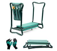 Crystals Garden Kneeler 3-In-1 Folding Gardening Padded Seat & Kneeler Stool Inc Gloves